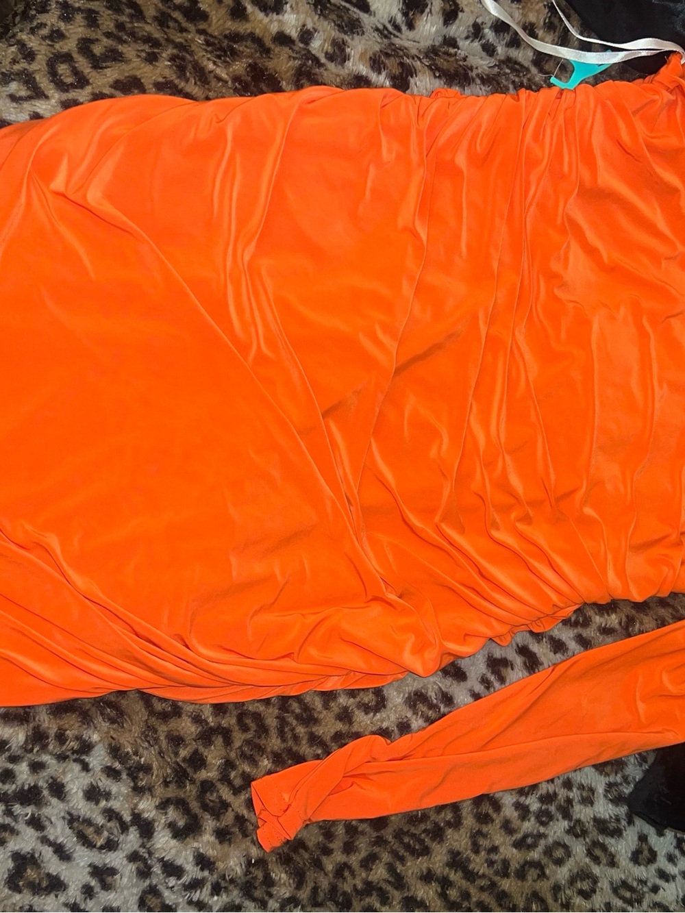 Fashion Nova Strapless Ruched Bright Orange Dress